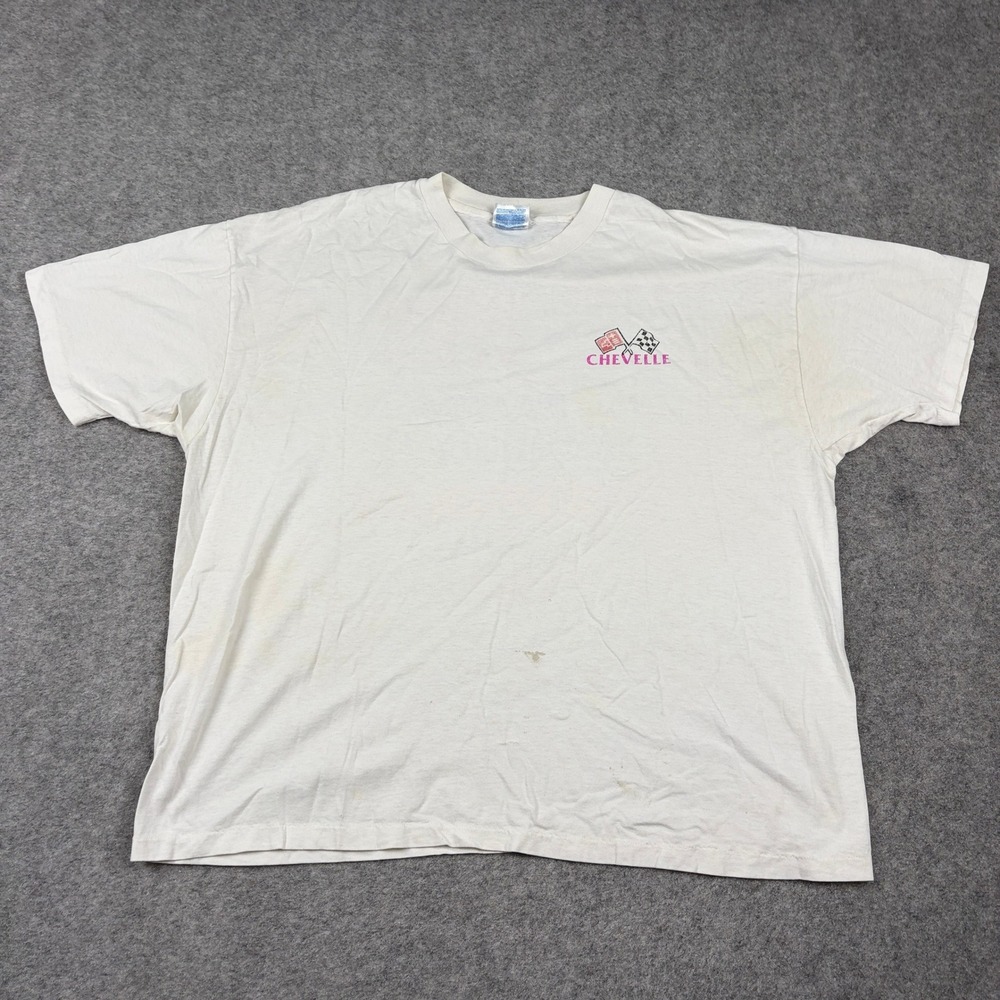 Vintage Chevelle Graphic T Shirt Mens XL White Racing Muscle Car Tee Y2K 90s - Picture 2 of 16